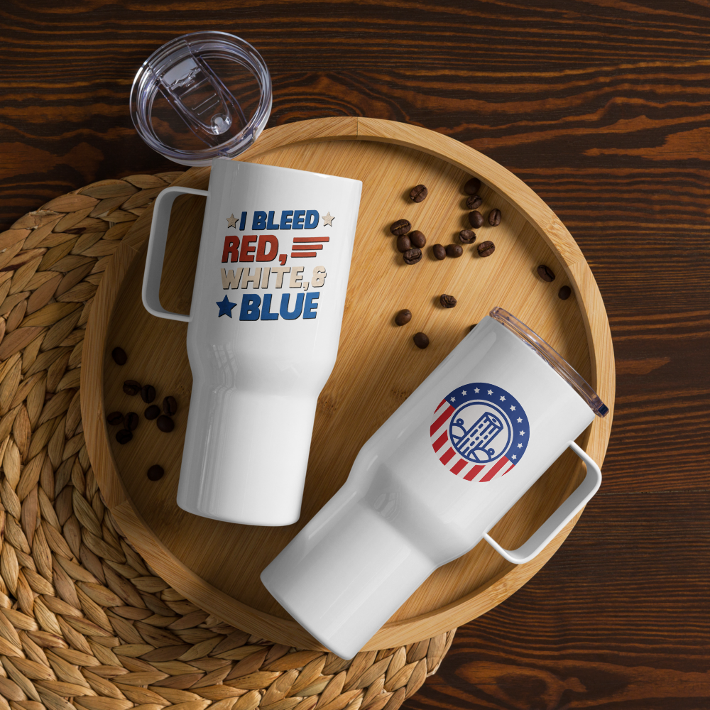 Patriot’s Crest Travel Mug with a Handle | Dockhead | Travel Mug |