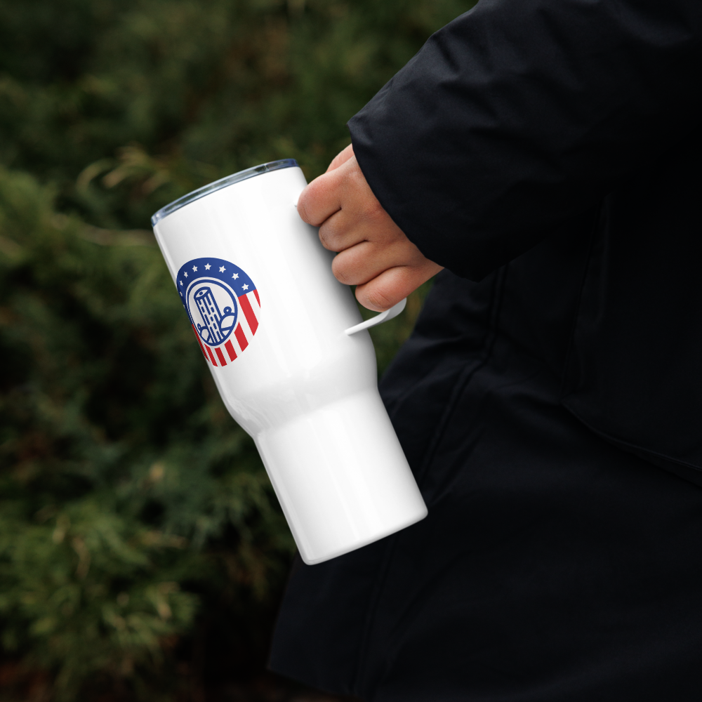 Patriot’s Crest Travel Mug with a Handle | Dockhead | Travel Mug |