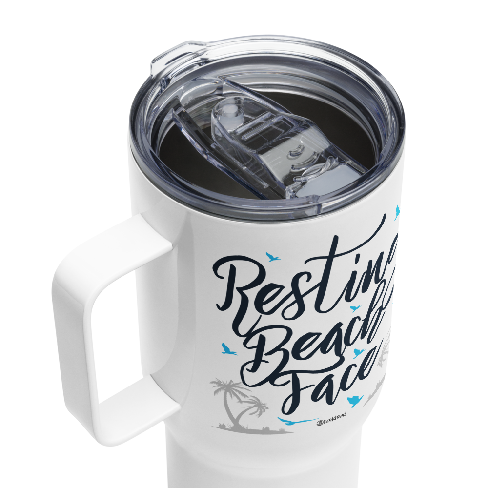 Resting Beach Face Travel Mug with Handle | Dockhead | Travel Mug |
