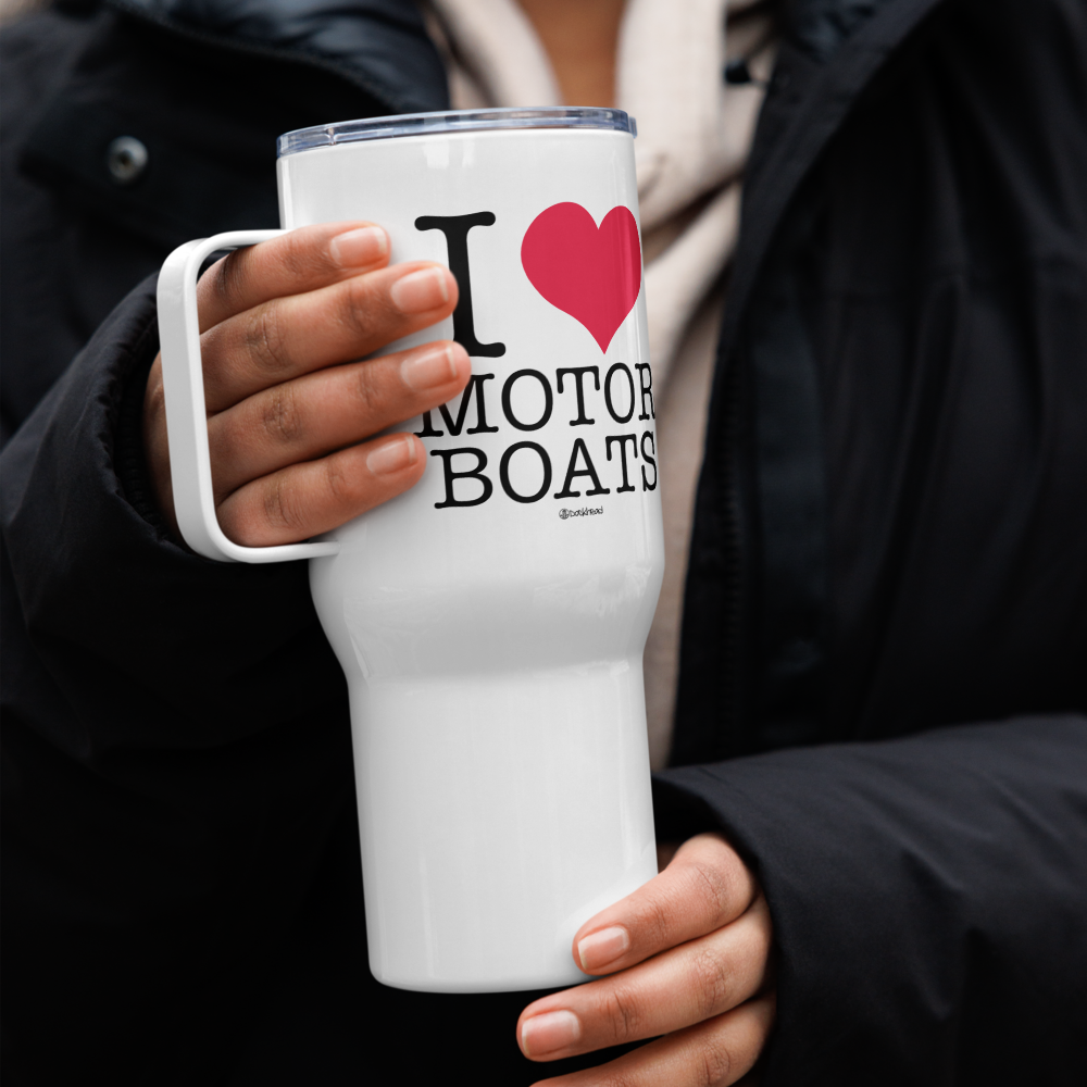 I Love Motor Boats Travel Mug with Handle | Dockhead | Travel Mug |