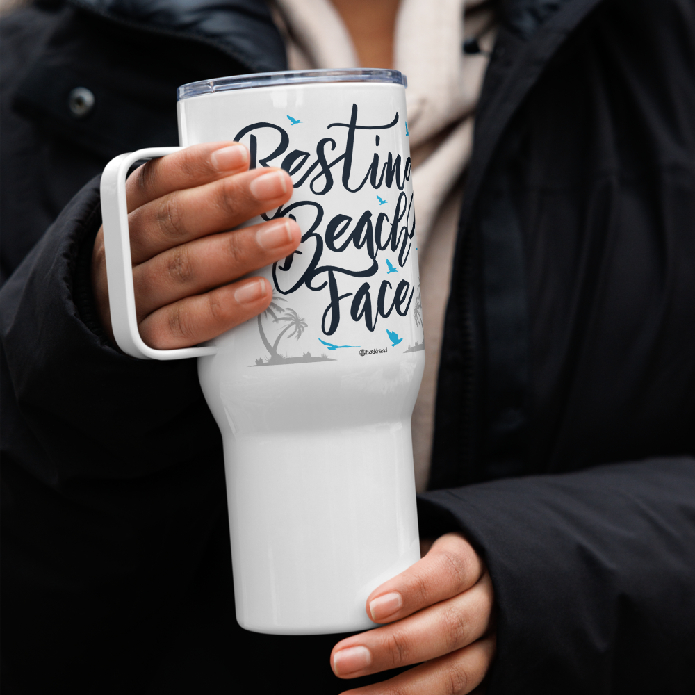 Resting Beach Face Travel Mug with Handle | Dockhead | Travel Mug |