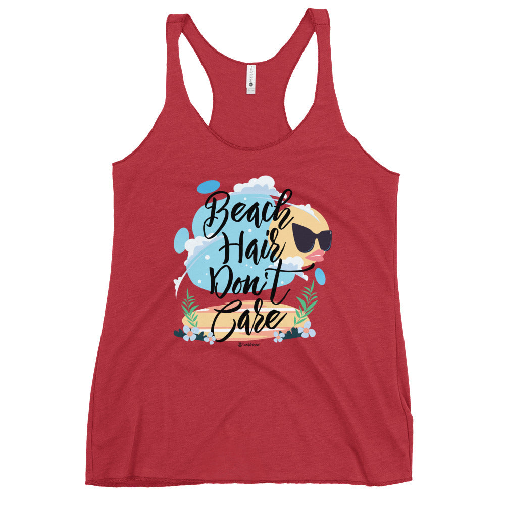 Beach Hair Don't Care Women's Racerback Tank | Dockhead | | Vintage-Red-XL