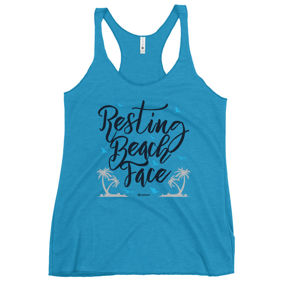 Resting Beach Face Women's Racerback Tank | Dockhead | | Vintage-Turquoise-XL