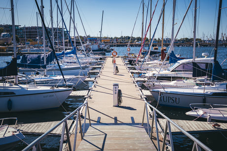 Marina of boats representing the Dockhead community