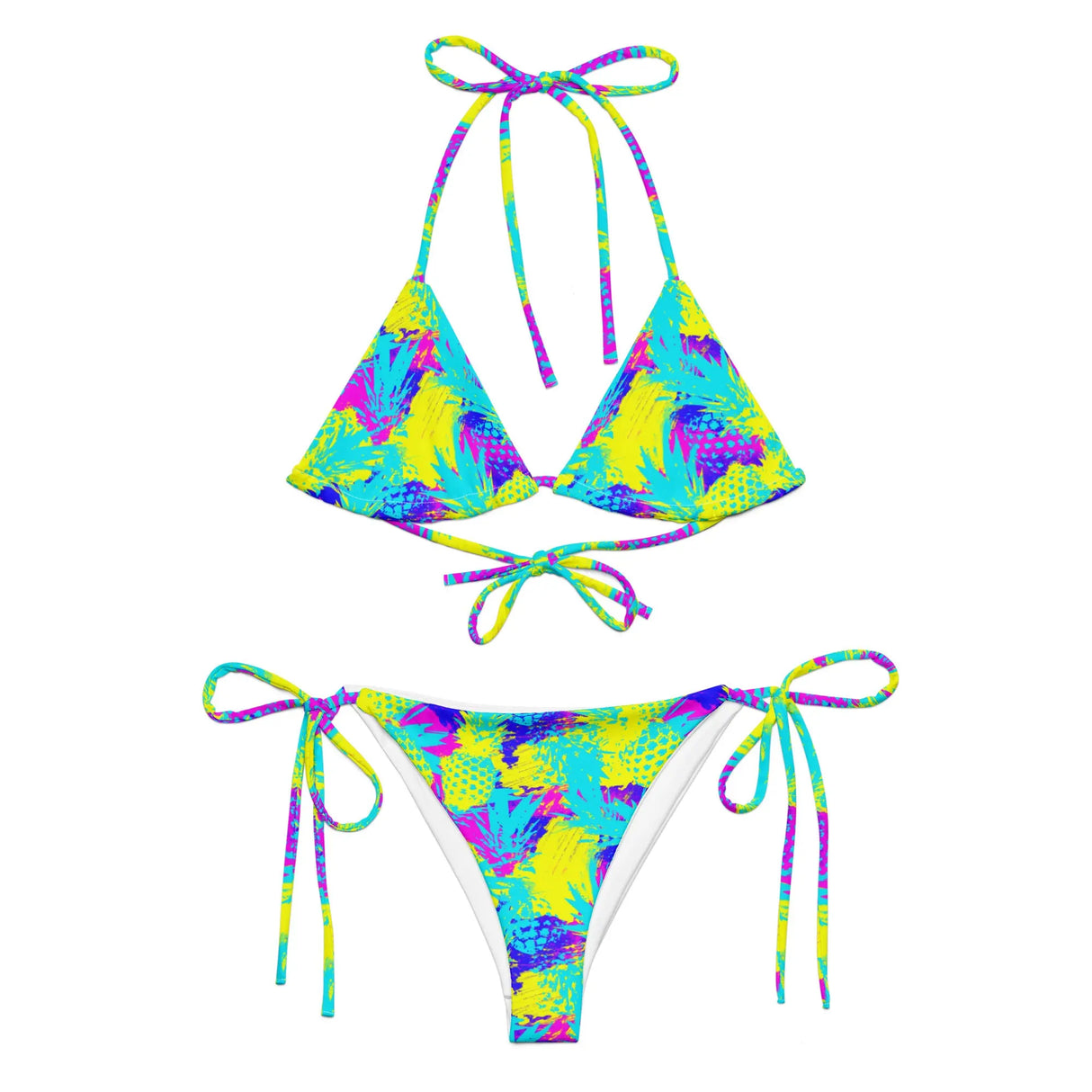 Abstract Pineapples Recycled String Bikini - Dockhead