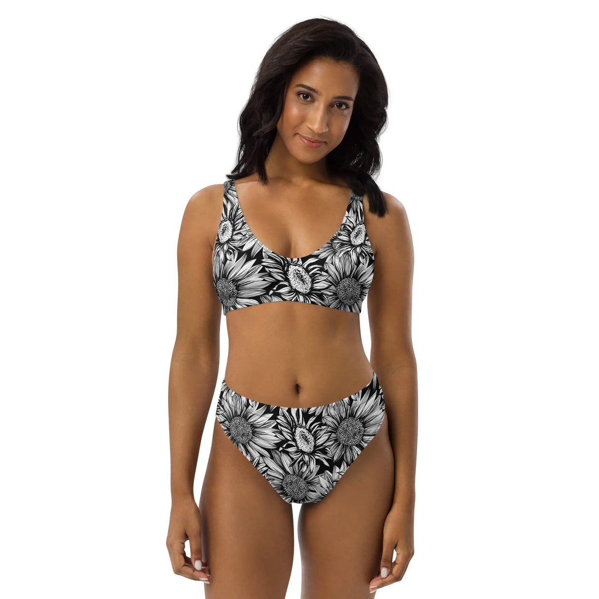 Sunflowers Recycled High-Waisted Bikini - Dockhead