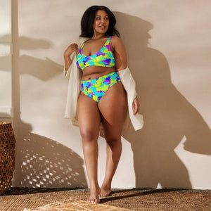 Abstract Pineapples Recycled High-Waisted Bikini - Dockhead