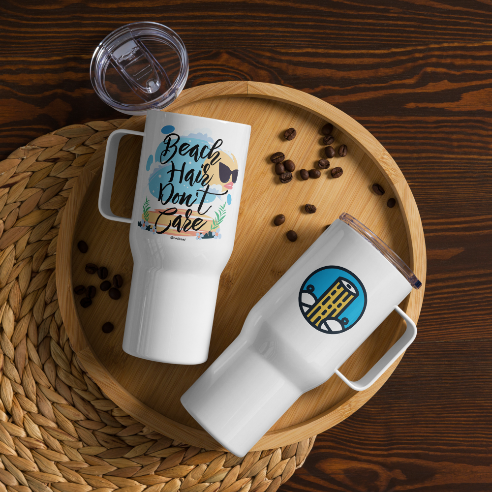 Beach Hair Don't Care Travel Mug with Handle |  Dockhead |  Travel Mug | 