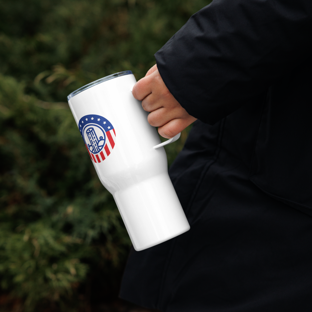 Patriot’s Crest Travel Mug with a Handle |  Dockhead |  Travel Mug | 