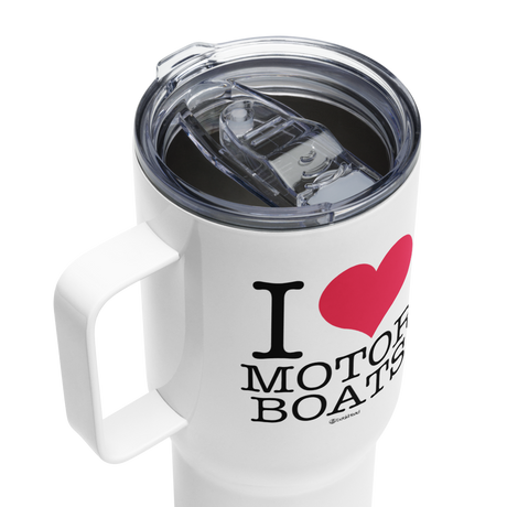 I Love Motor Boats Travel Mug with Handle |  Dockhead |  Travel Mug | 