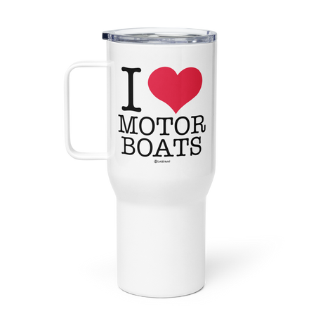 I Love Motor Boats Travel Mug with Handle |  Dockhead |  Travel Mug | 