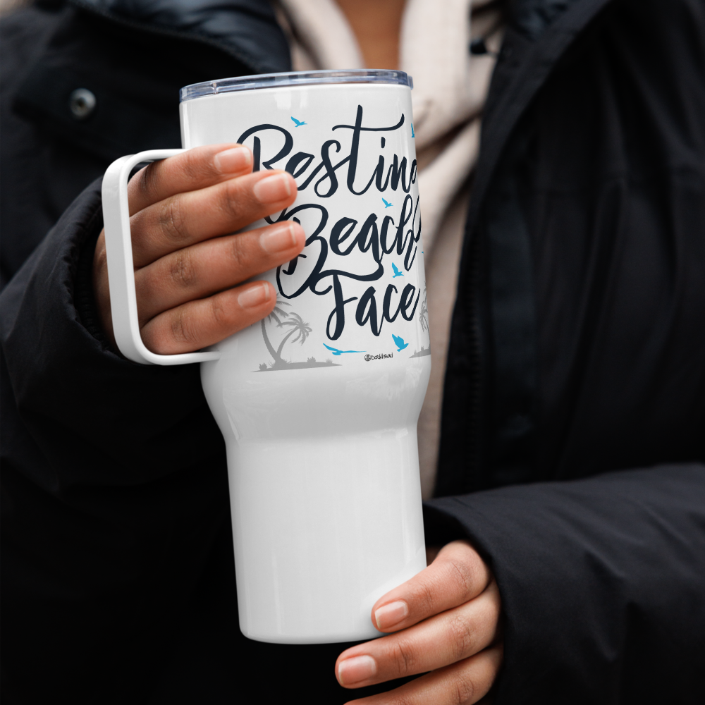 Resting Beach Face Travel Mug with Handle |  Dockhead |  Travel Mug | 