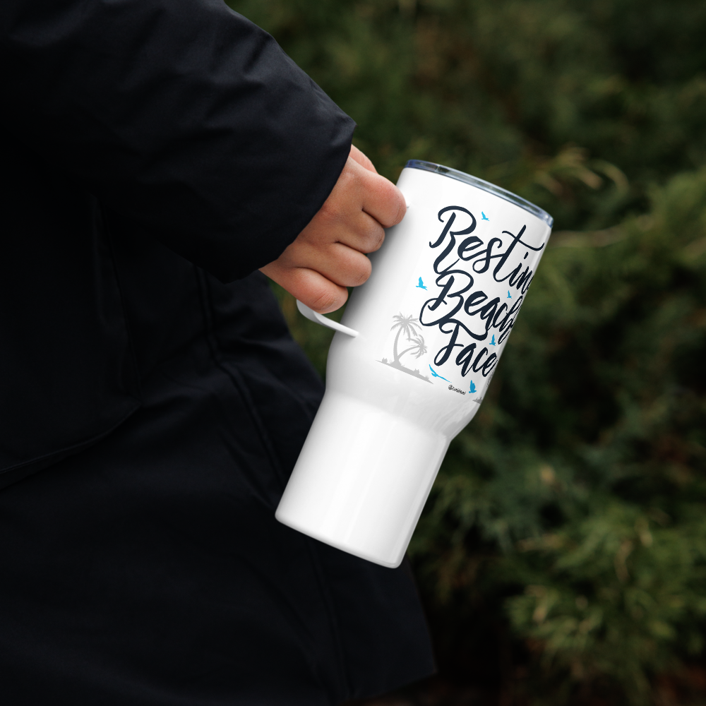 Resting Beach Face Travel Mug with Handle |  Dockhead |  Travel Mug | 