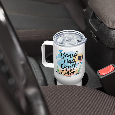 Beach Hair Don't Care Travel Mug with Handle |  Dockhead |  Travel Mug | 