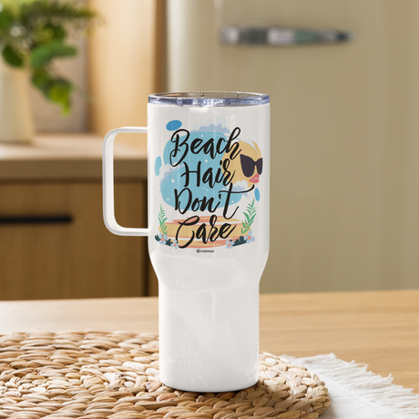 Beach Hair Don't Care Travel Mug with Handle |  Dockhead |  Travel Mug | 