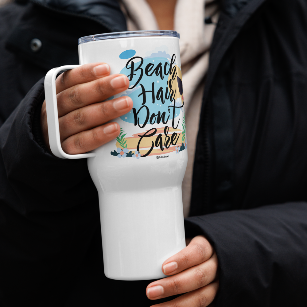 Beach Hair Don't Care Travel Mug with Handle |  Dockhead |  Travel Mug | 