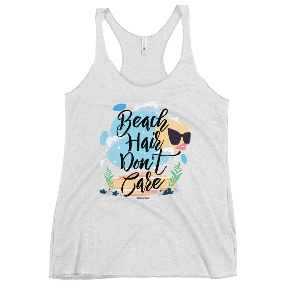 Beach Hair Don't Care Women's Racerback Tank |  Dockhead |   |  Heather-White-XL