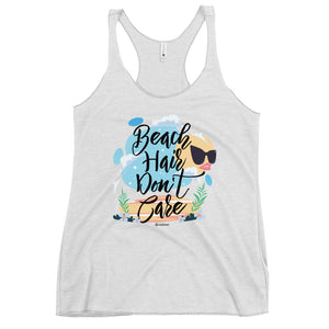 Beach Hair Don't Care Women's Racerback Tank |  Dockhead |   |  Heather-White-XL