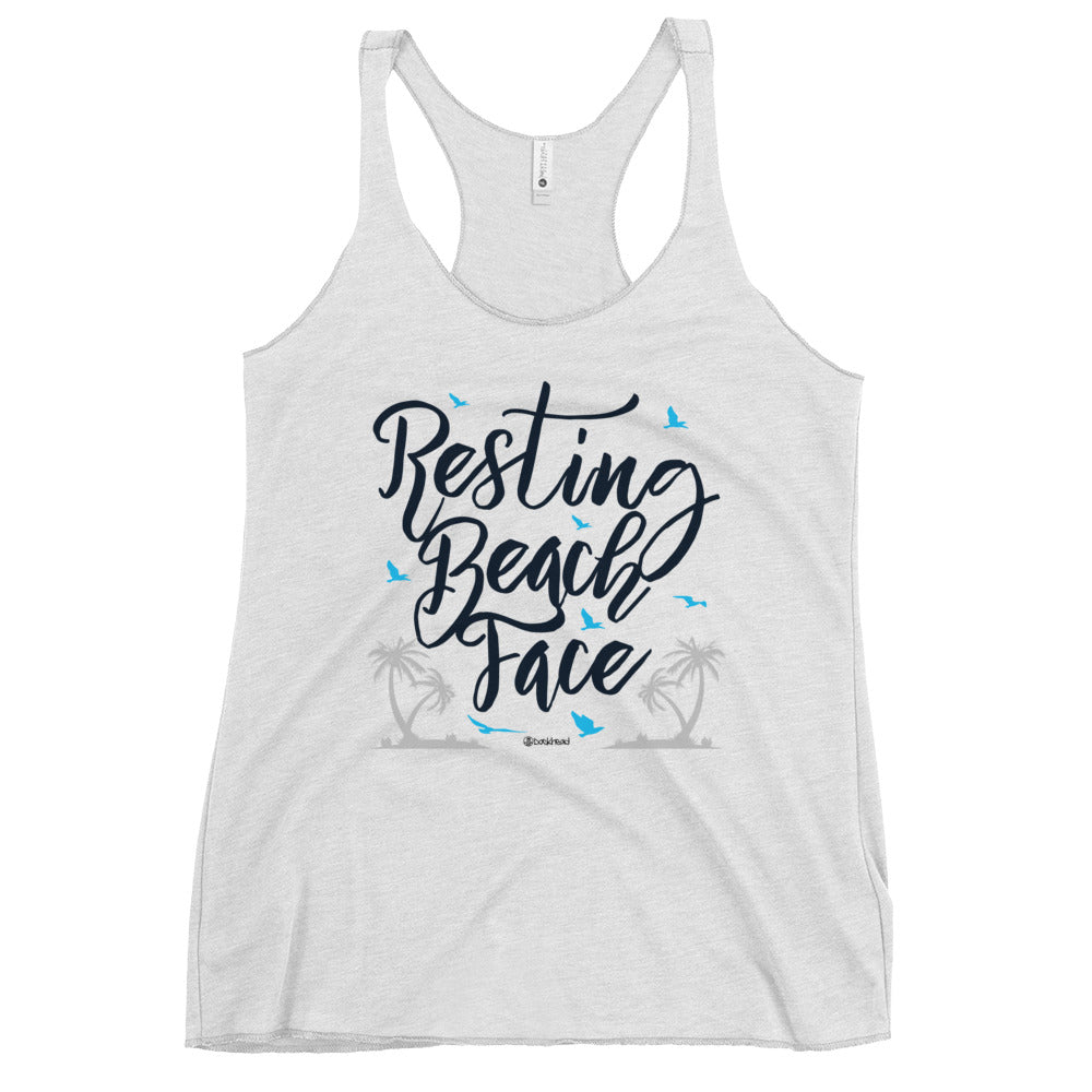 Resting Beach Face Women's Racerback Tank |  Dockhead |   |  Heather-White-XL