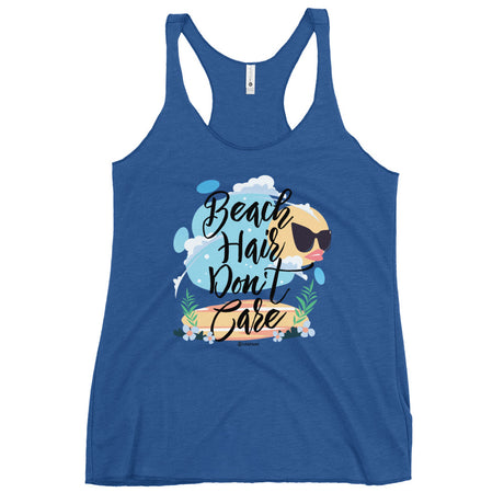 Beach Hair Don't Care Women's Racerback Tank |  Dockhead |   |  Vintage-Royal-XL