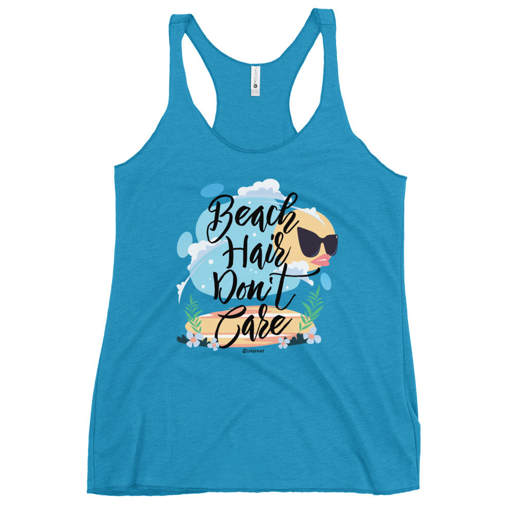 Beach Hair Don't Care Women's Racerback Tank |  Dockhead |   |  Vintage-Turquoise-XL