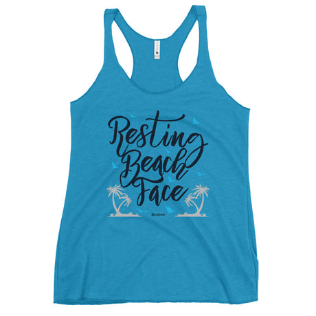 Resting Beach Face Women's Racerback Tank |  Dockhead |   |  Vintage-Turquoise-XL